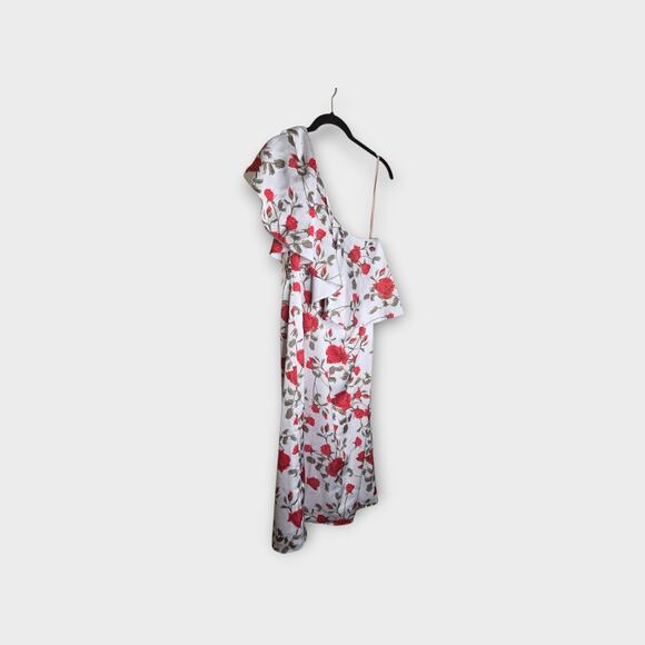 NEW Fame and Partners Womens One-Shoulder Sheath Dress Sz 6 Red Floral Elegant - Picture 3 of 8